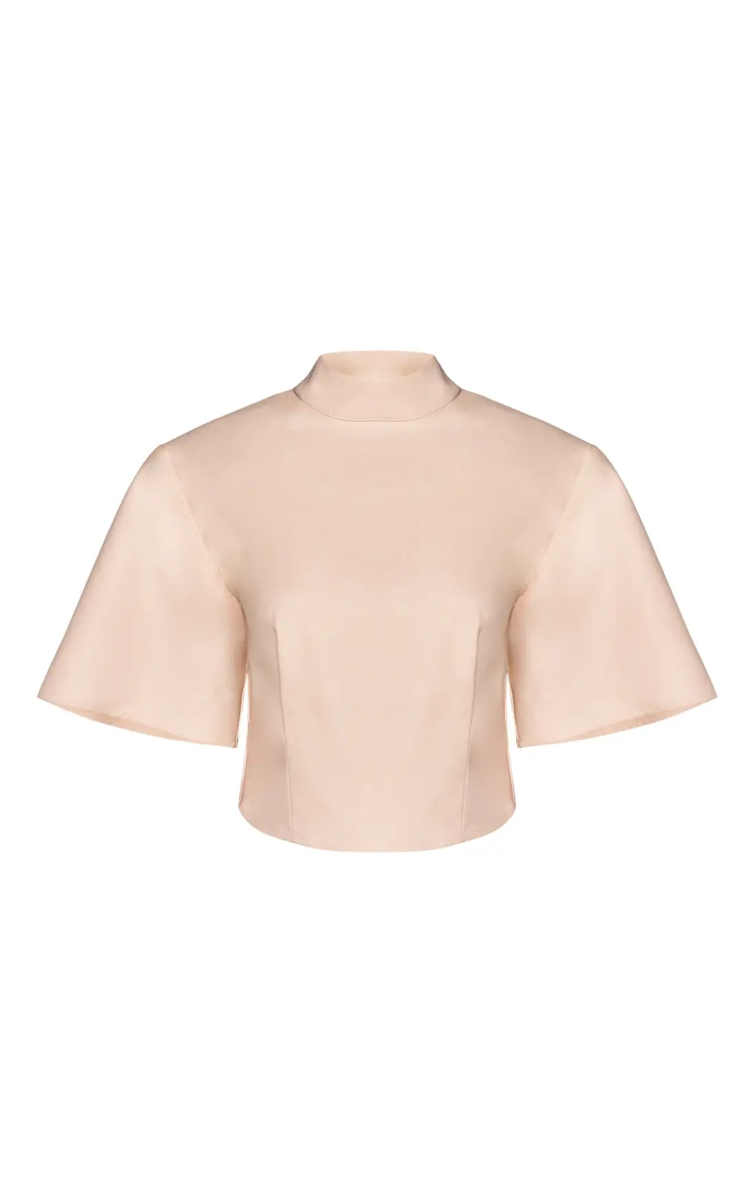 Cream Tailored High Neck Open Back Top Co-ord | PrettyLittleThing UK