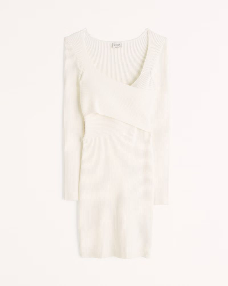 Long-Sleeve Wrap-Front Mini Sweater Dress | Abercrombie & Fitch (US)