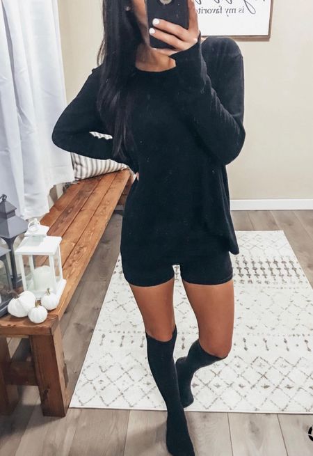 Spring outfit summer outfit casual outfit postpartum maternity knee high socks yoga shorts oversized sweatshirt long sleeve casual cozy comfy lazy mom style 

#LTKActive #LTKstyletip #LTKsalealert