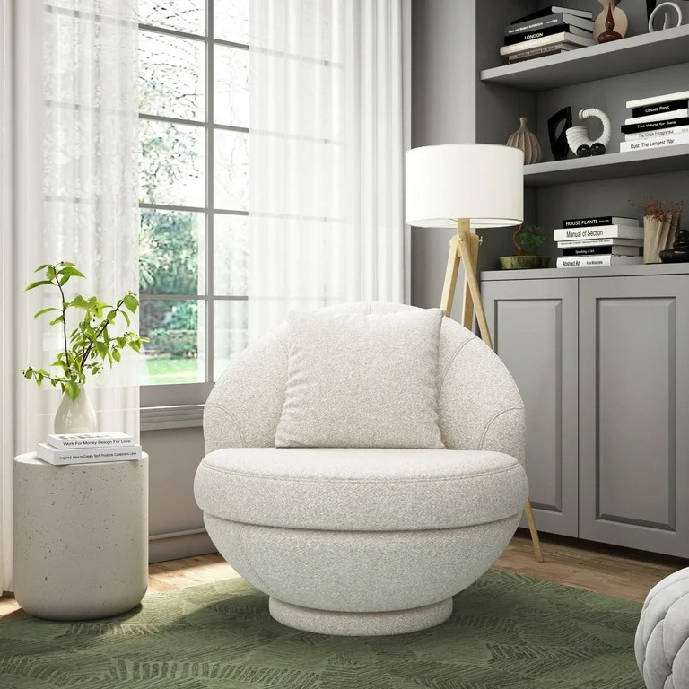 Hillsdale Boulder Upholstered Swivel Storage Chair, Ash White - Walmart.com | Walmart (US)
