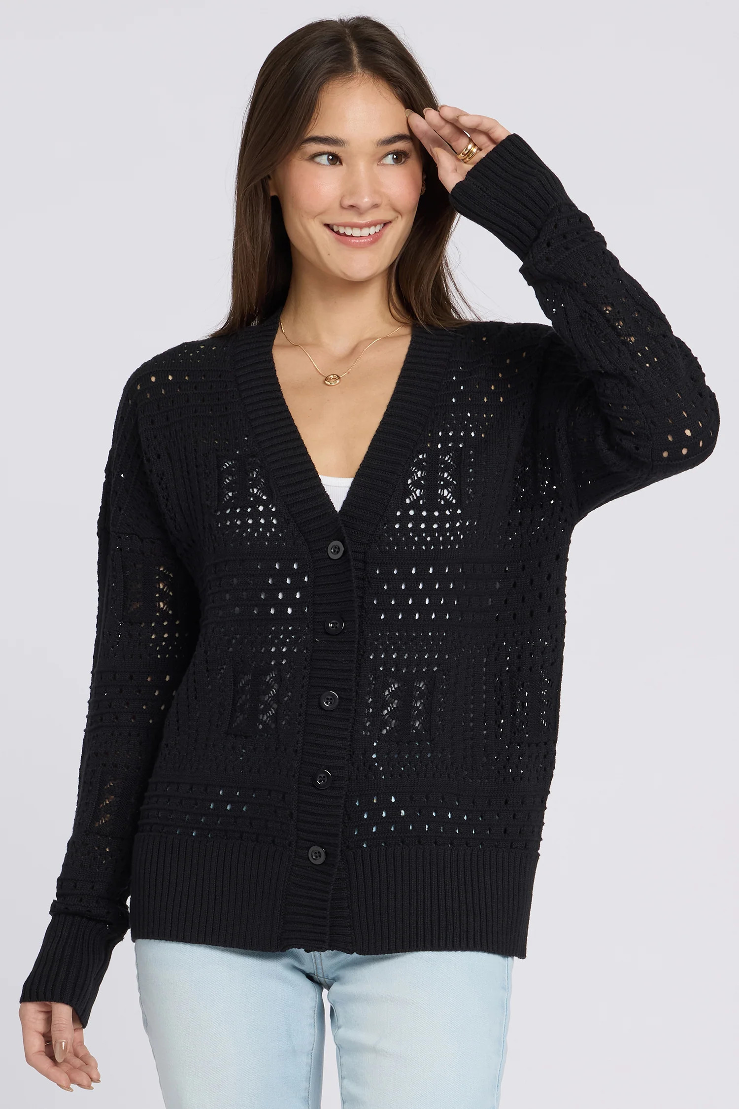 Pointelle Cardigan - Black | NYDJ