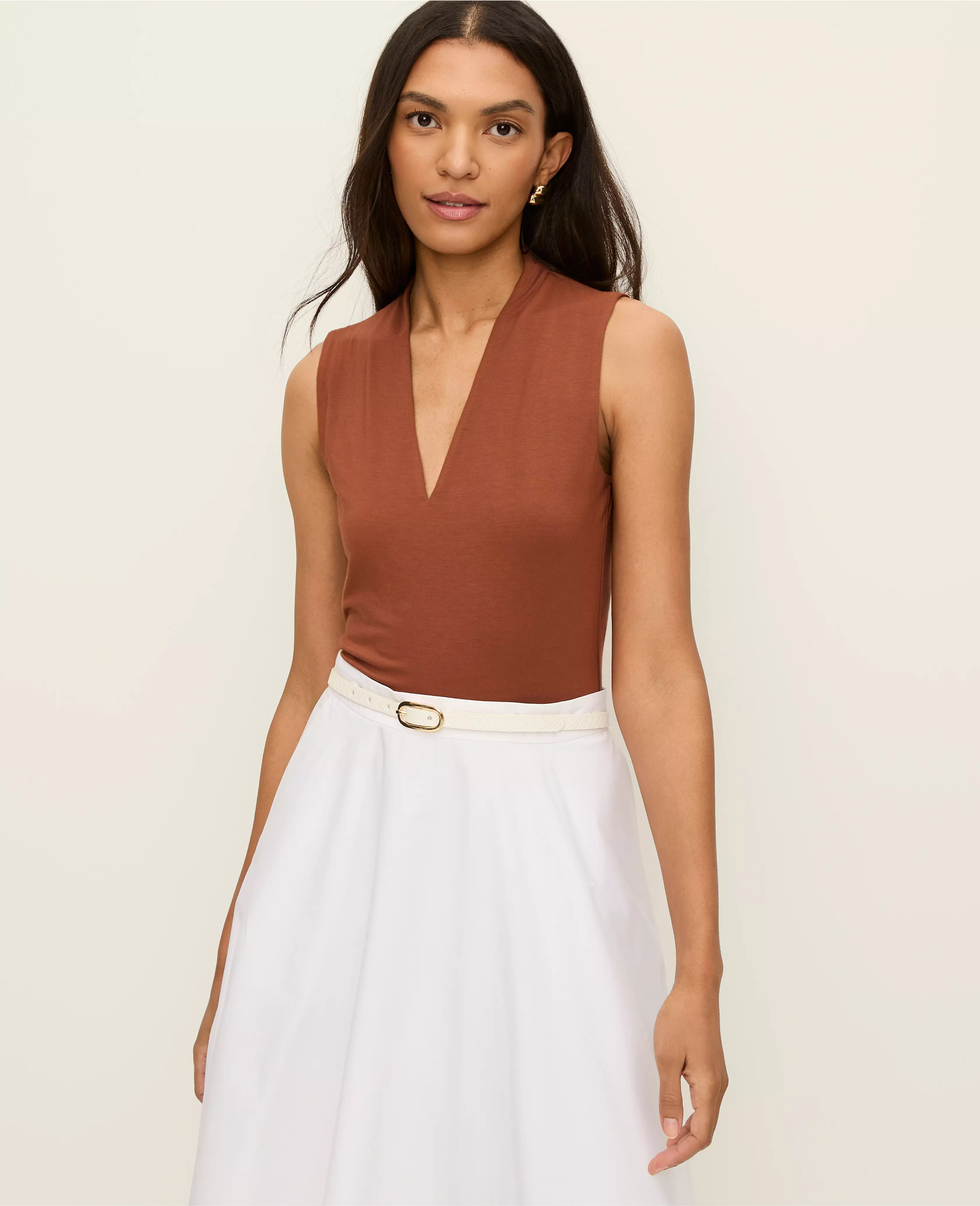Sleeveless V-Neck Top | Ann Taylor