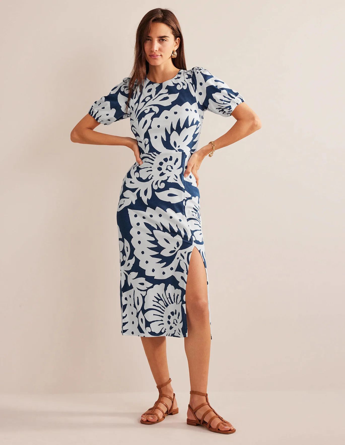 Back Detail Jersey Midi Dress - Sapphire, Oak Terrace | Boden (US)