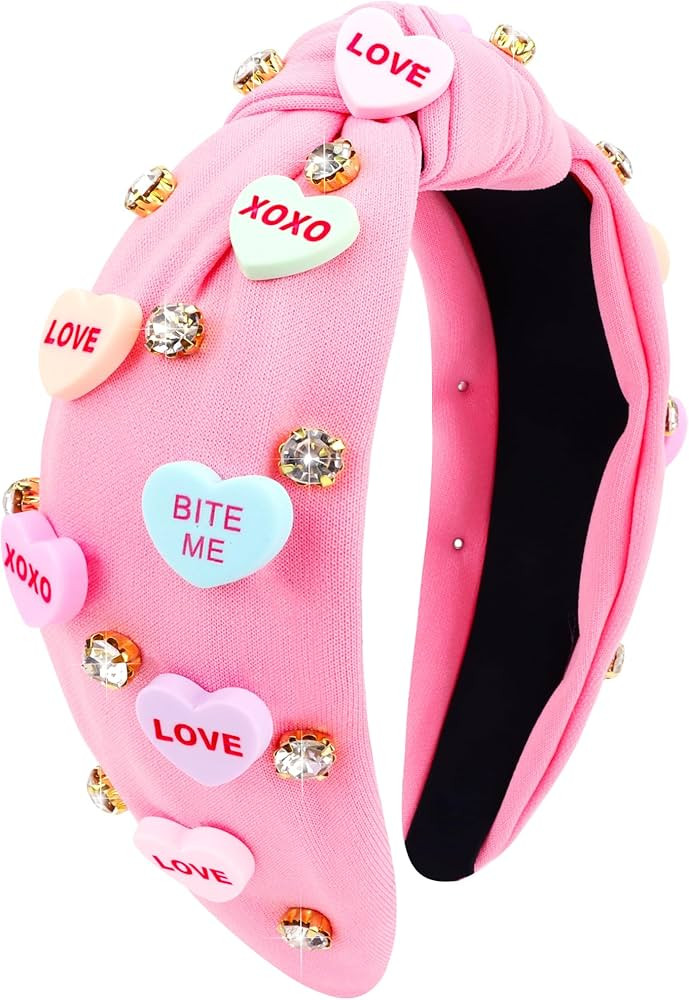 VELSCRUN Valentine Day Headband Heart Headband Wide Top Knot Valentines Headbands for Women Girls... | Amazon (US)