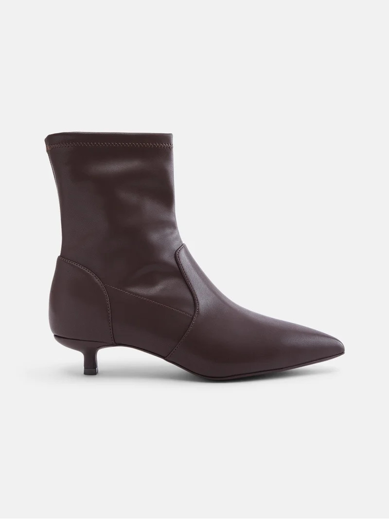 Scenario Women's Stretch Kitten Heel Faux Leather Booties | Walmart (US)
