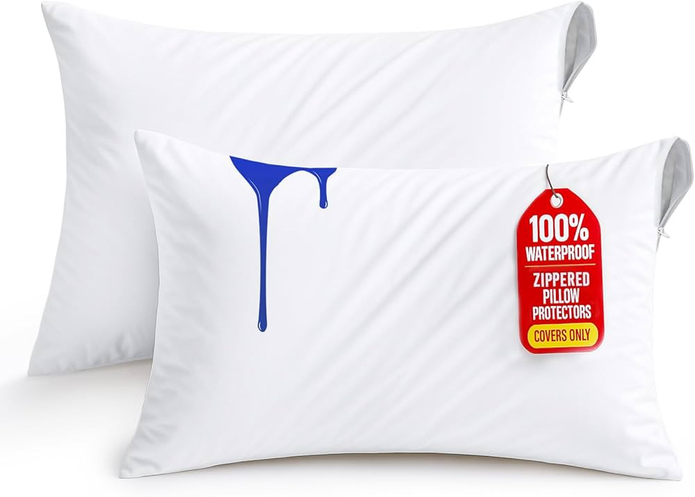 Utopia Bedding Waterproof Pillow Protectors Zippered King Size (2 Pack, White), Zippered Pillowca... | Amazon (US)
