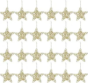 Juvale 24 Pack Gold Star Ornaments for Christmas Tree, Bulk Holiday Decorations (6 Inches) | Amazon (US)