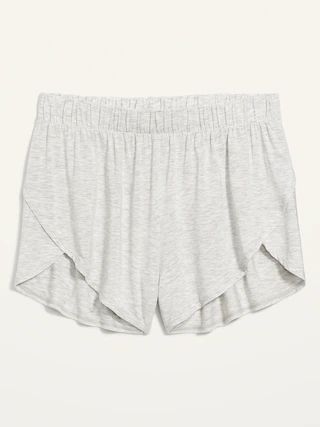 High-Waisted Sunday Sleep Ultra-Soft Dolphin-Hem Pajama Shorts for Women -- 3-inch inseam | Old Navy (US)