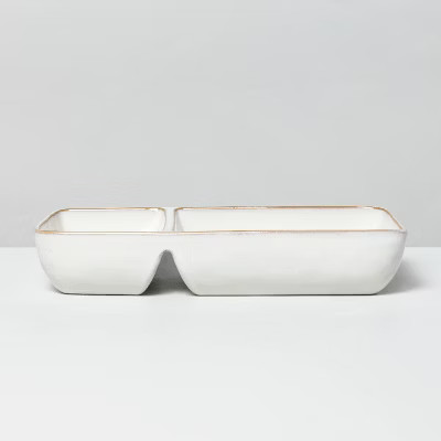 Divided Stoneware Serve Tray Sour Cream - Hearth & Hand™ with Magnolia | Target