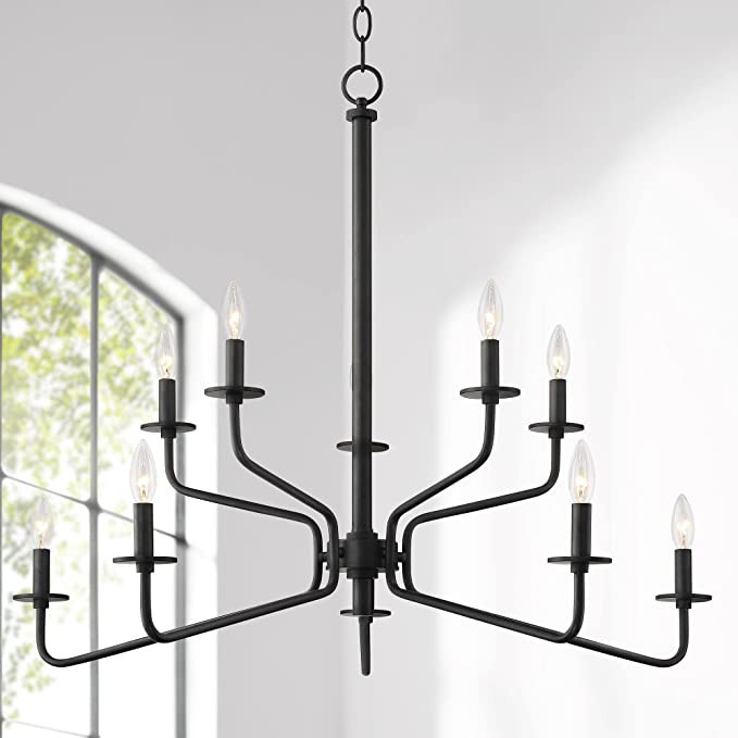 Franklin Iron Works Manfred Black Metal Chandelier Lighting 35 1/2" Wide Modern Industrial 2-Tier... | Amazon (US)