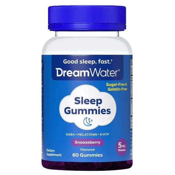 Dream Water Sleep Gummies, Sugar-Free, Gelatin-Free; Blend of 3 Ingredients, GABA, 5mg Melatonin ... | Walmart (US)