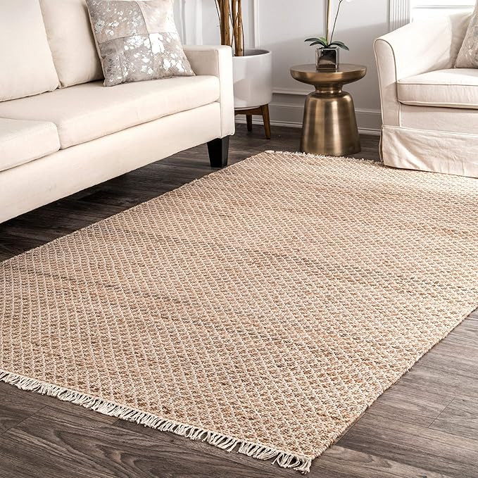 nuLOOM Sacha Trellis Tassel Jute Rug, 7' 6" x 9' 6", Natural | Amazon (US)