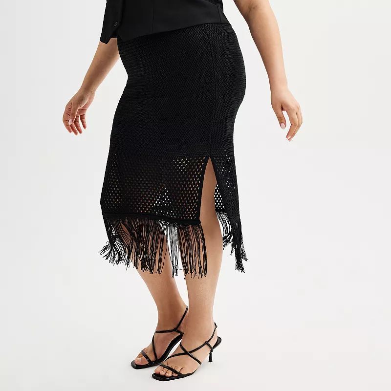 Plus Size INTEMPO™ Crochet Fringe Skirt | Kohl's