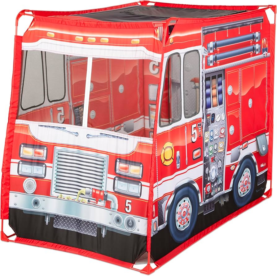 Melissa & Doug Fire Truck Play Tent Role Play Firefighter Tent, Fire Truck Tent for Kids Ages 3+ | Amazon (US)
