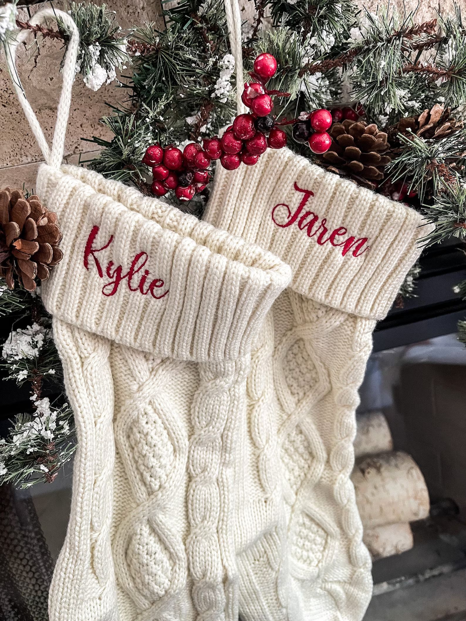 Personalized Embroidered Christmas Stocking / Cable Knit - Etsy | Etsy (US)