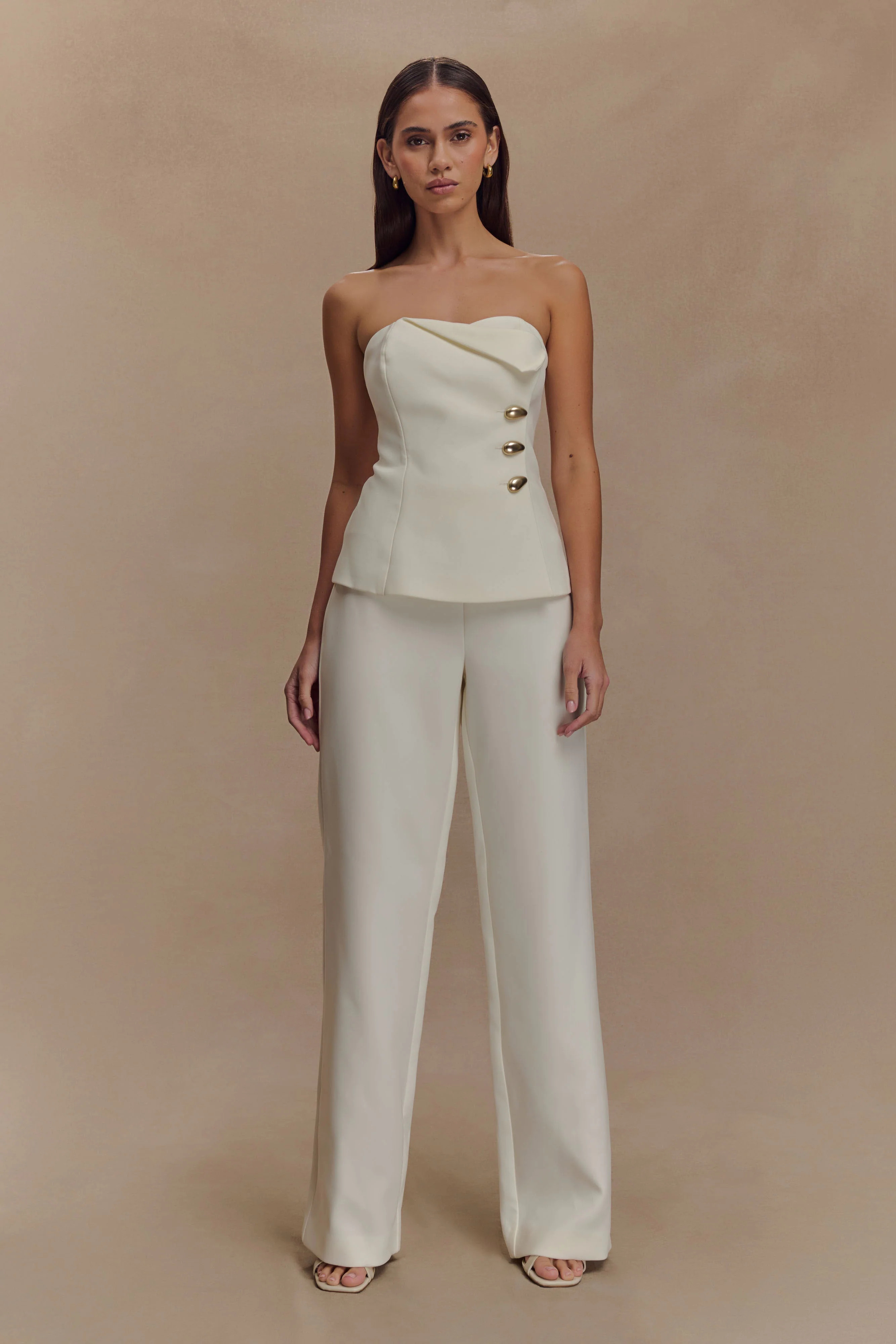 Straight Leg Suiting Pants - Ivory | MESHKI US