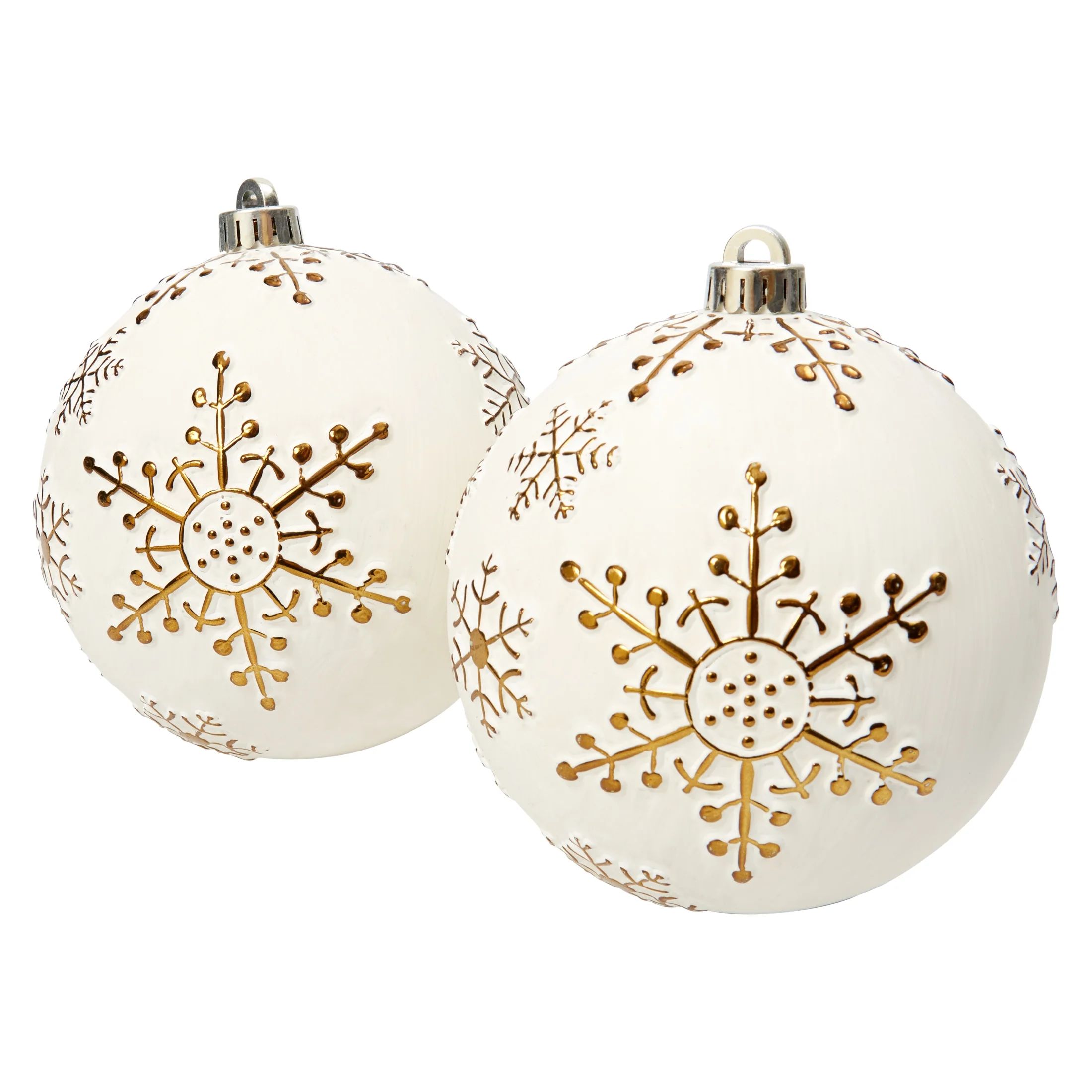 Holiday Time Gold Snowflake Shatterproof Christmas Ball Ornaments, 2 Pack - Walmart.com | Walmart (US)