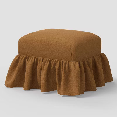 Ruffled Skirt Square Ottoman Textured Linen Amber - Threshold™ designed with Studio McGee | Target
