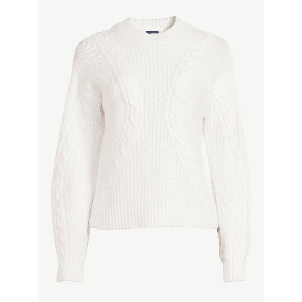 Scoop Women's Textured Cable Knit Sweater - Walmart.com | Walmart (US)