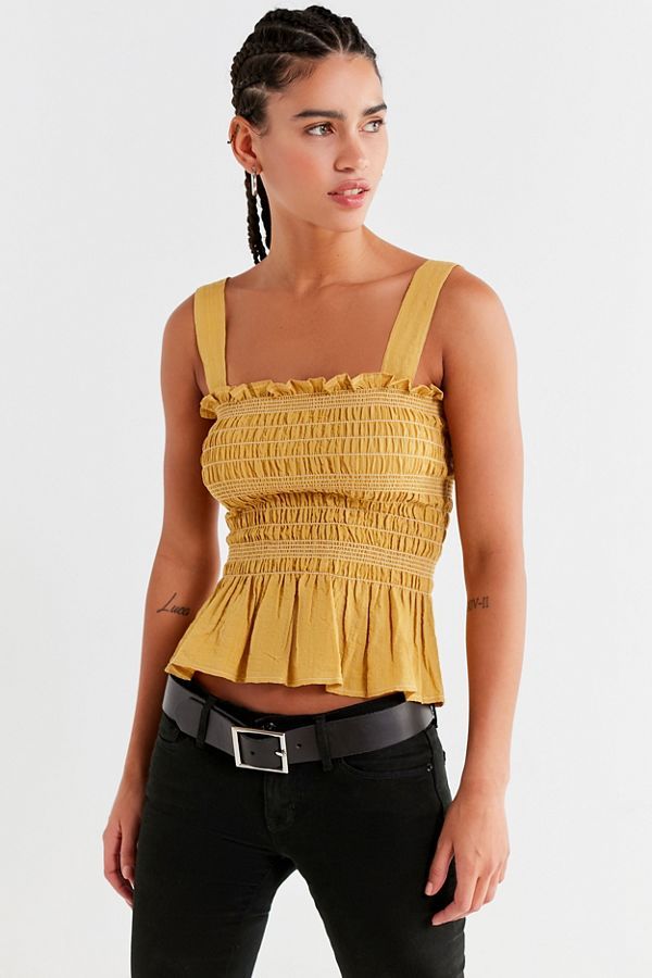 UO Smocked Square-Neck Cami | Urban Outfitters US