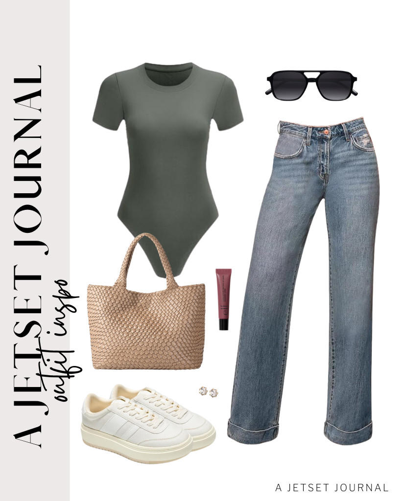 Are you expecting a busy weekend? Wear this green bodysuit plus jeans combo. Throwing on this woven shoulder bag from JOTOFIT and Project Cloud sneakers ensures the vibe stays completely effortless. Just add the sunnies and earrings, and you are ready to go out.

#LTKSeasonal #LTKSaleAlert #LTKTravel 

 
