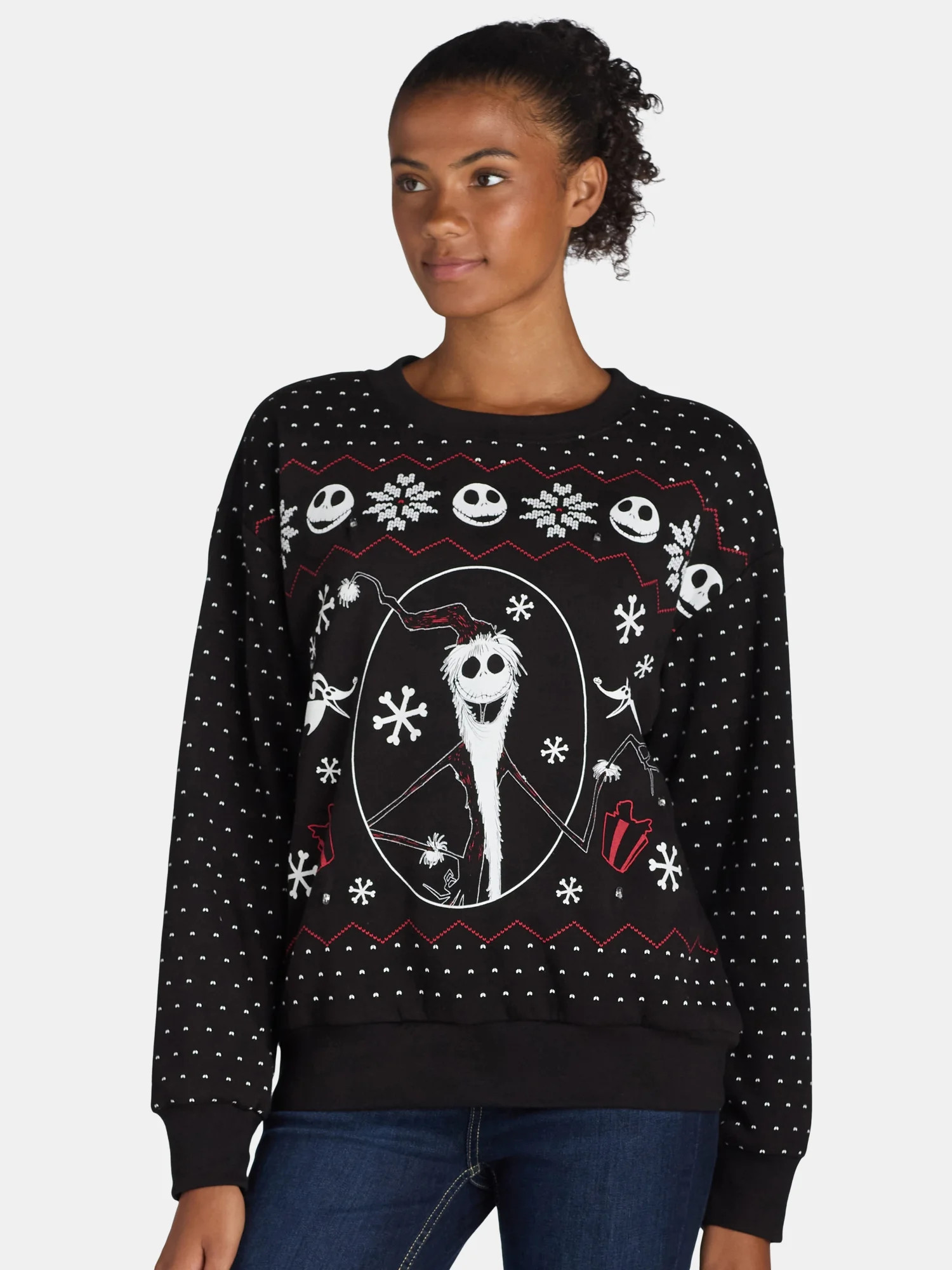The Nightmare Before Christmas Women's Light Up Sweatshirt | Walmart (US)