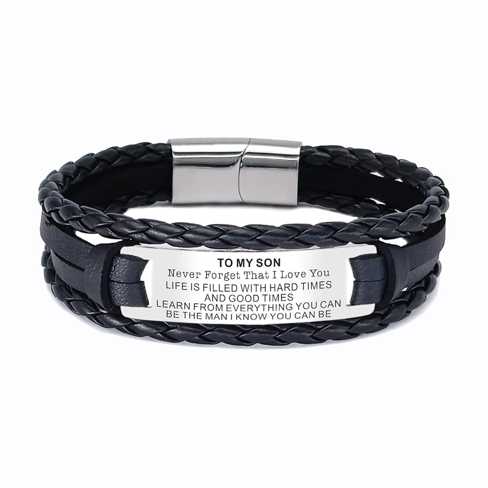 TAGOMEI Christian Leather Bracelet for Men Birthday Gifts for Men Son Boyfriend Stainless Steel E... | Amazon (US)