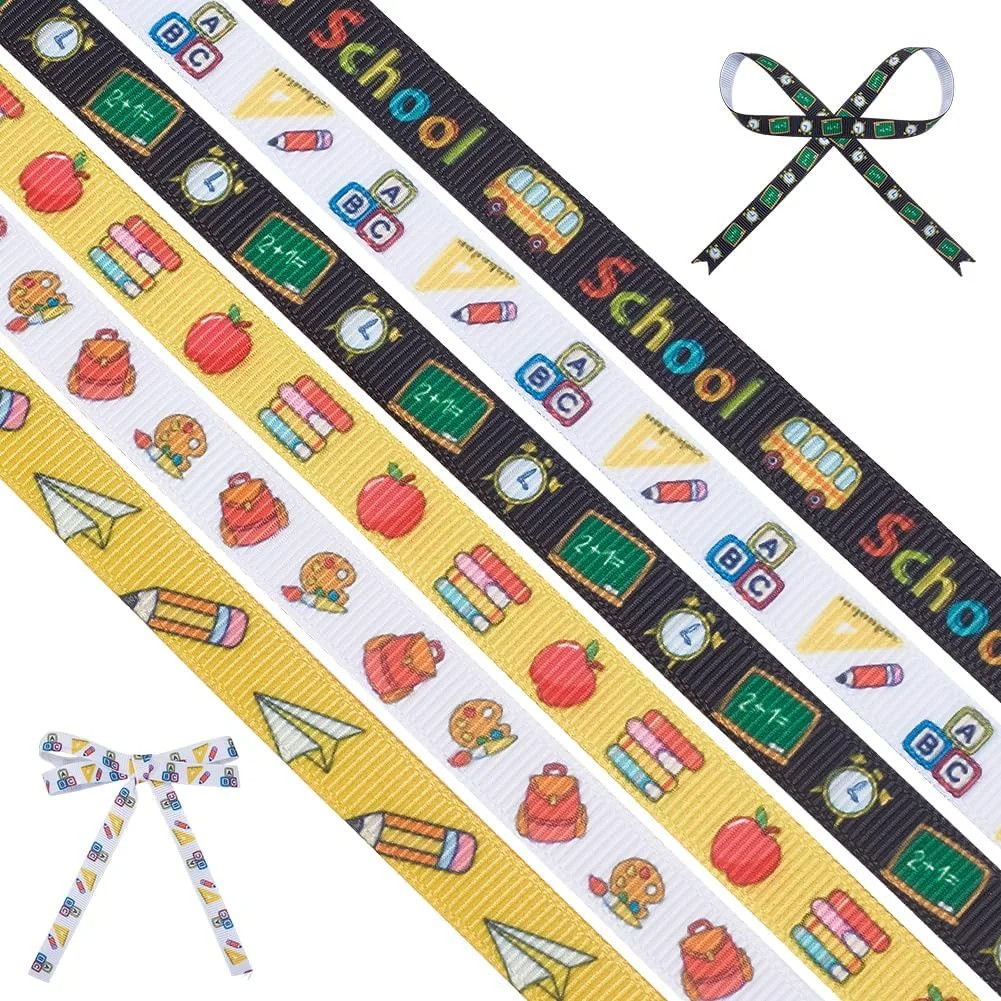 6 Rolls 30 Yards Back to School Grosgrain Ribbon 3/8 Inch School Teacher Theme Ribbons Bus Pencil... | Walmart (US)