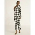 Joyspun Women's Flannel Long Sleeve Top and Pants Pajama Set, 2-Piece, Sizes XS-3X | Walmart (US)