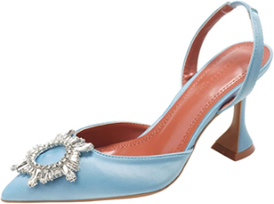 Arqa Women's High Heel Pumps Backless Slip-on Stilettos Rhinestone Sandals Satin Slingback Pump S... | Amazon (US)