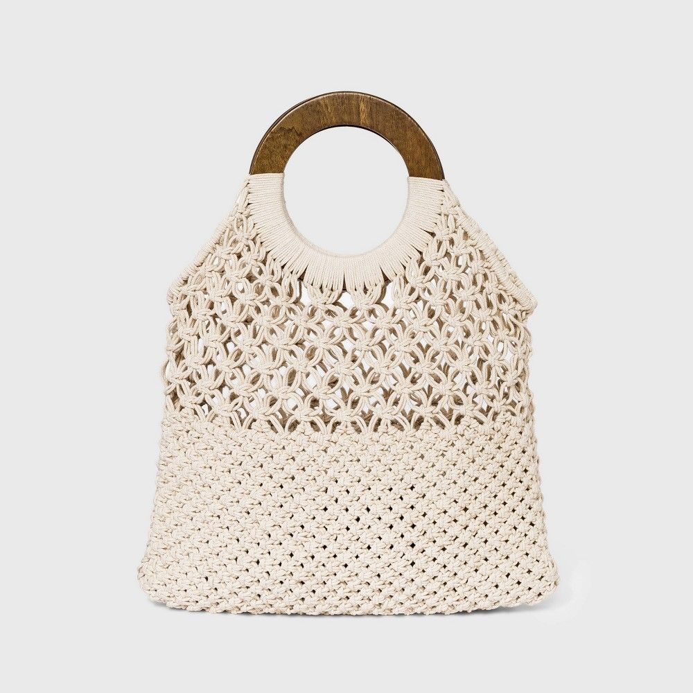 Circle Handle Crochet Tote Handbag - A New Day Natural | Target