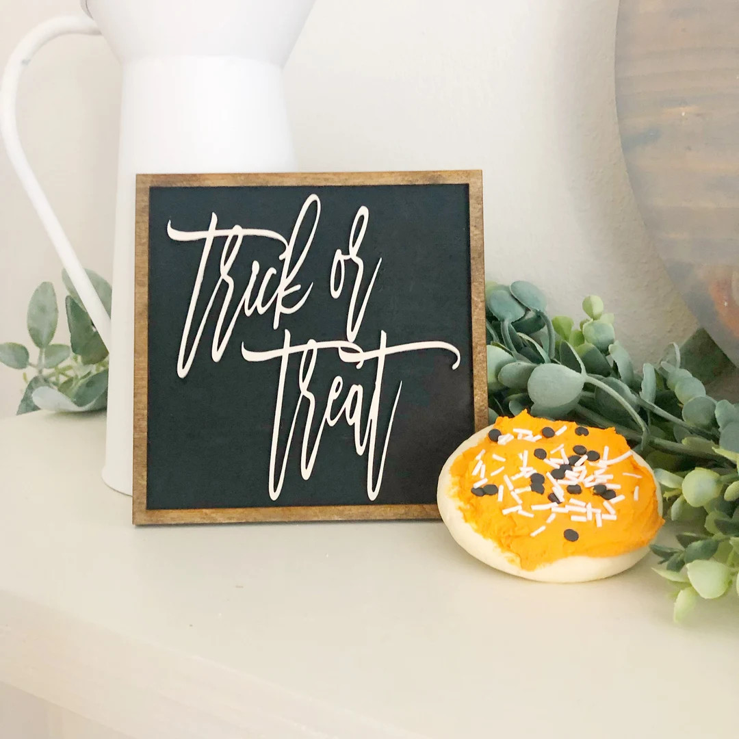 Trick or Treat Tiered Tray Sign - Etsy | Etsy (US)