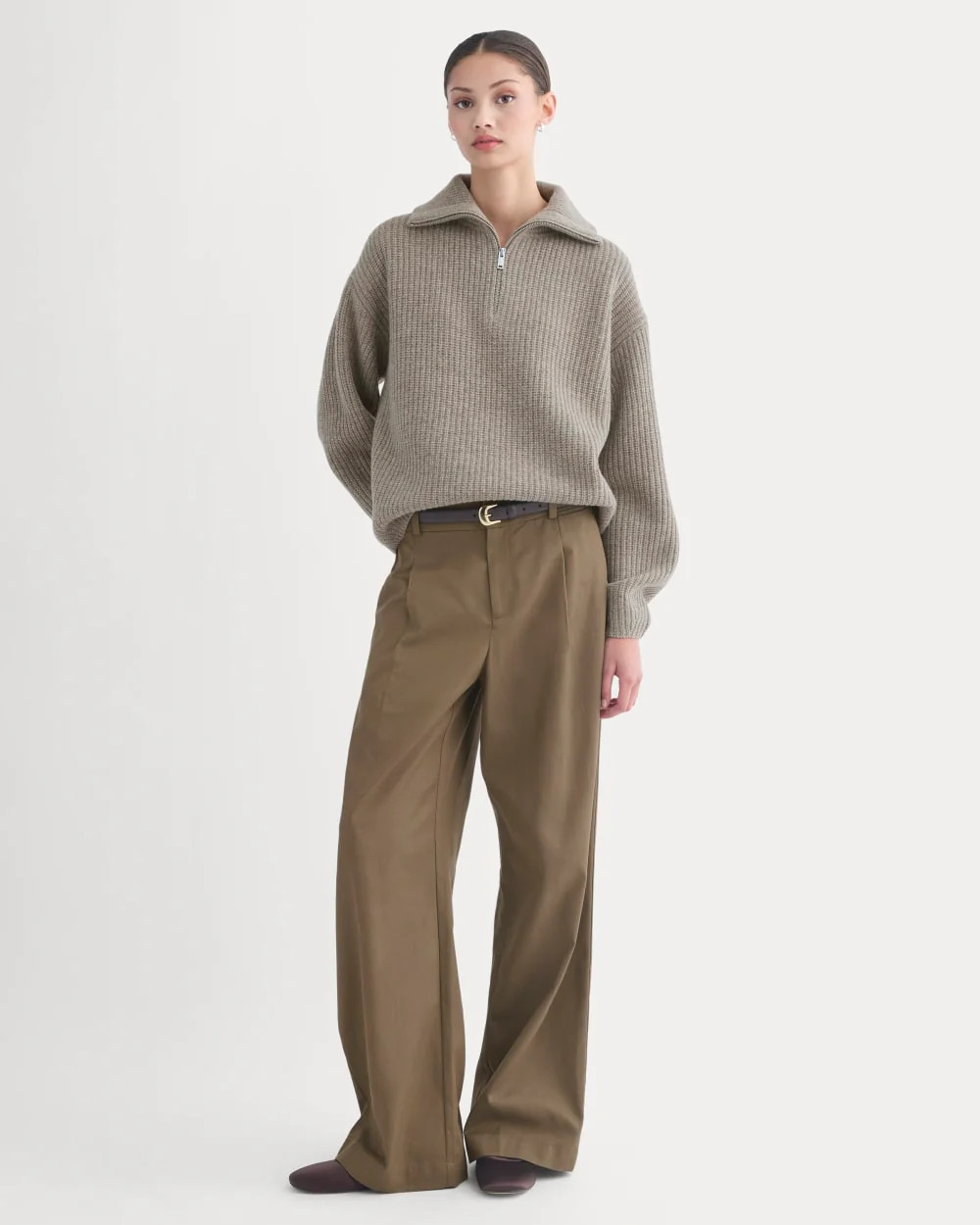 The Half-Zip Sweater in Luxe Merino | Heather Soft Taupe | Everlane