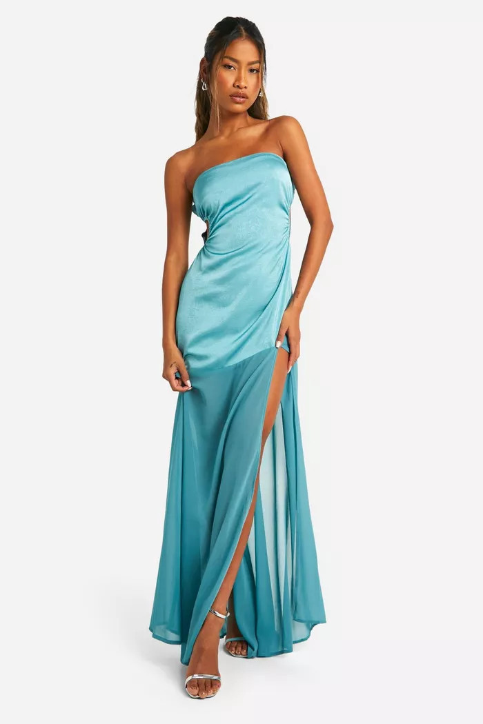 Satin Chiffon Mix Bandeau Maxi Dress | Boohoo.com (UK & IE)
