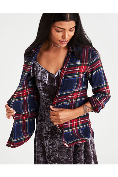 AE Ahh-Mazingly Soft Flannel Boyfriend Shirt | American Eagle Outfitters (US & CA)