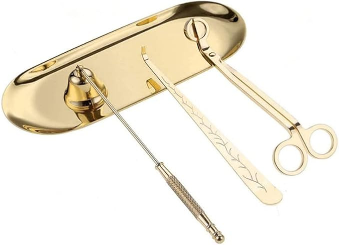 VISIKOM Candle Wick Trimmer Set 4 in 1 Candle Accessory Set with Tray Gold Candle Snuffer Set Can... | Amazon (US)