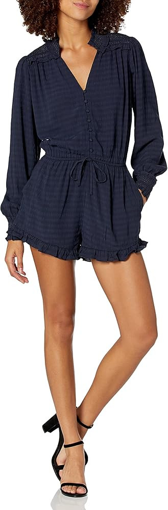 Jessica Simpson womens Pauly Ruffle Trim Tie Waist Romper | Amazon (US)