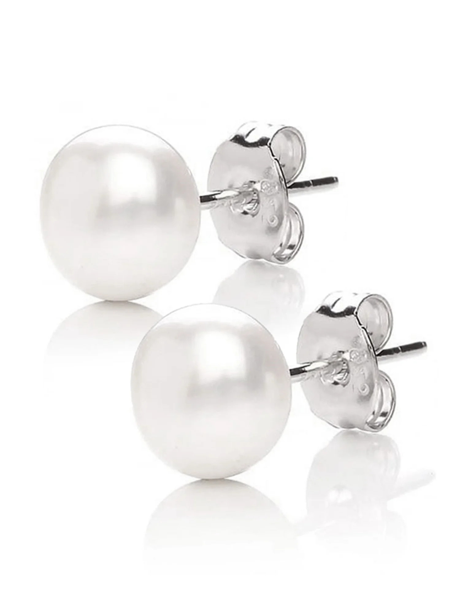 Devuggo 925 Sterling Silver AAA Genuine Freshwater Cultured Pearl White Button Stud Earrings for ... | Walmart (US)