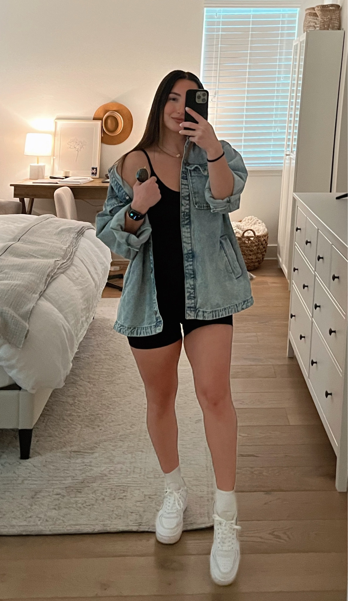 Simple black romper and denim jacket for Sunday. 

#LTKfit #LTKcurves #LTKFind