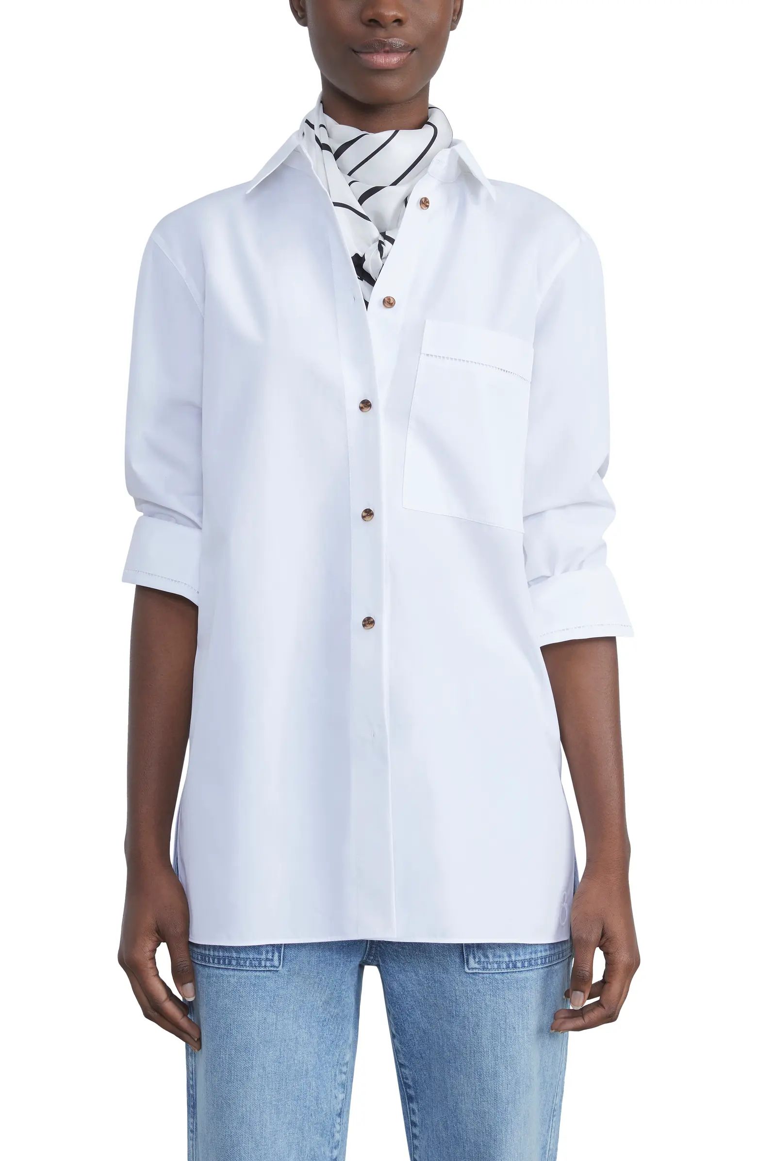 Lafayette 148 New York Greyson Organic Cotton Poplin Button-Up Shirt | Nordstrom | Nordstrom