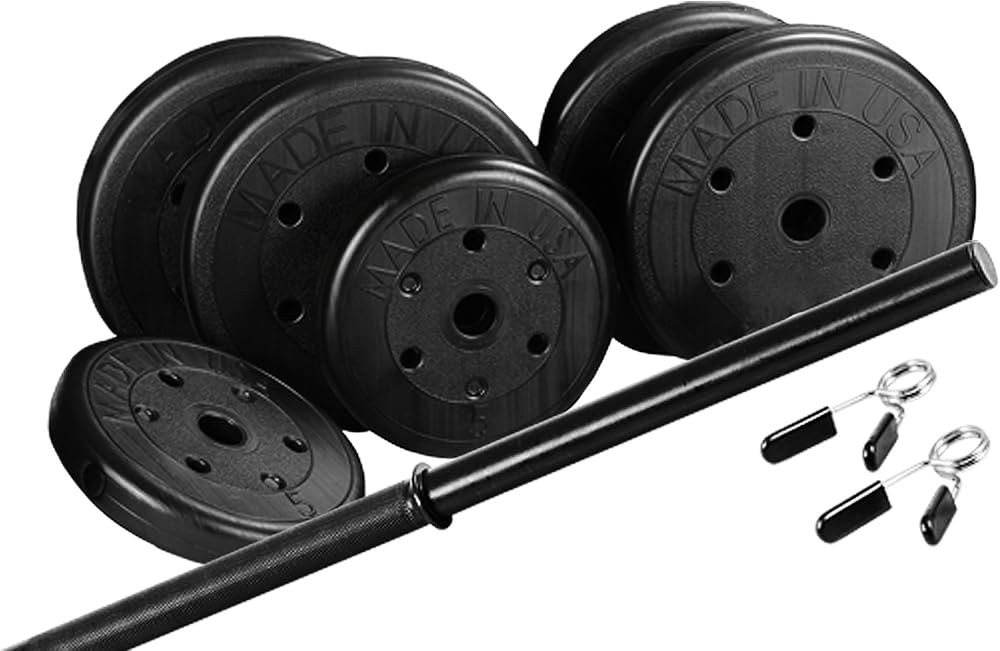 US Weight Duracast 55 lb. Barbell Weight Set for home gym workout | Amazon (US)