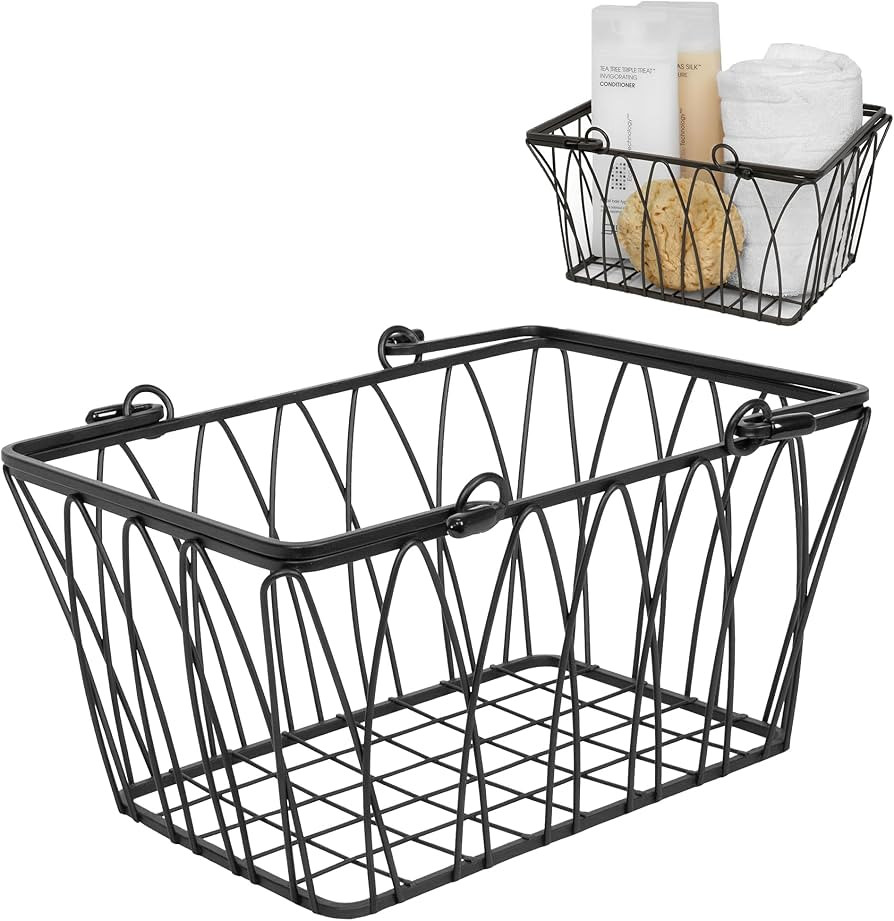 Spectrum Twist Wire Basket for Organizing (Small, Black) - Sturdy Farmhouse Pantry Basket Storage... | Amazon (US)