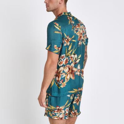 Blue short sleeve floral print shirt | River Island (UK & IE)