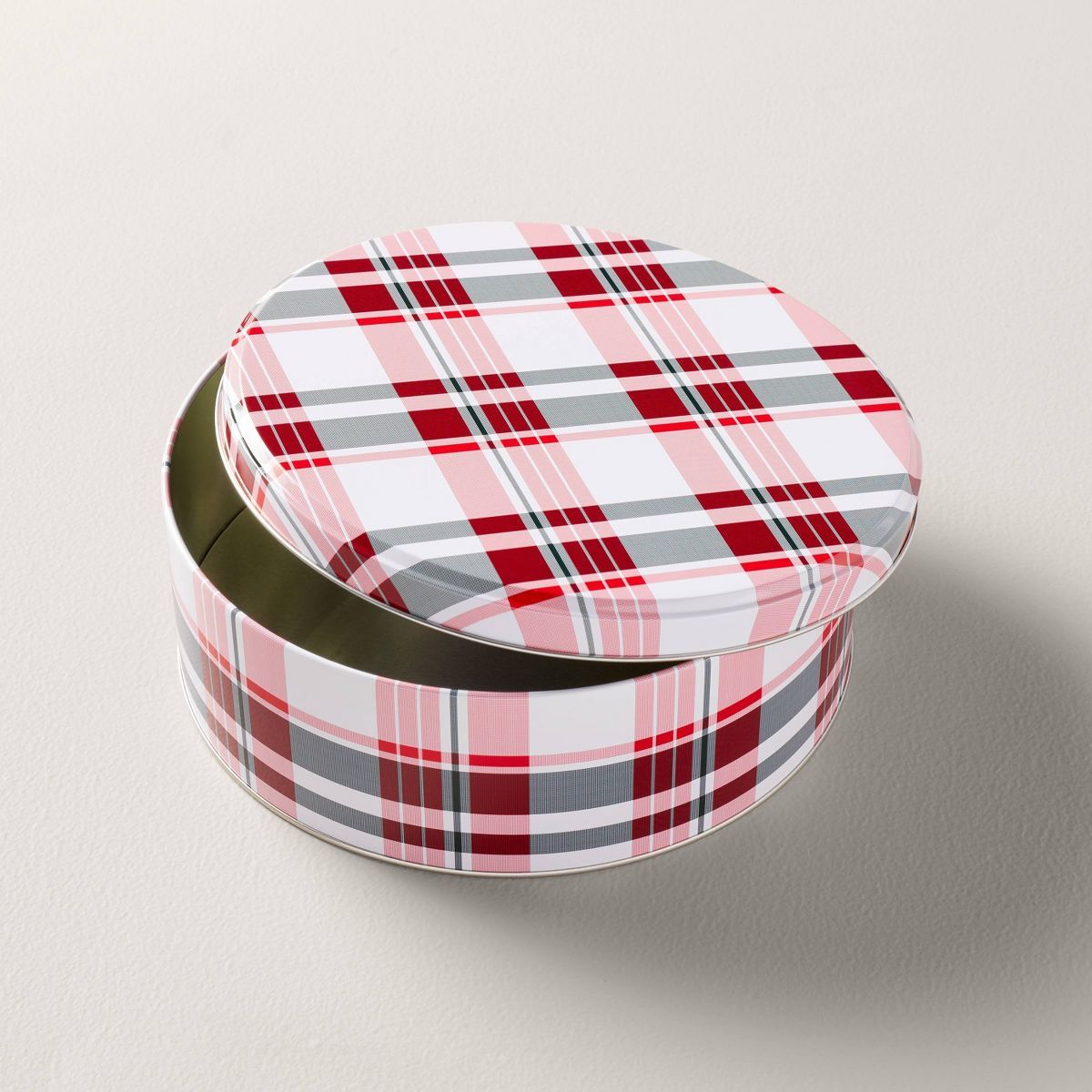 Festive Plaid Christmas Gift Tin Red/Green/Cream - Hearth & Hand™ with Magnolia | Target