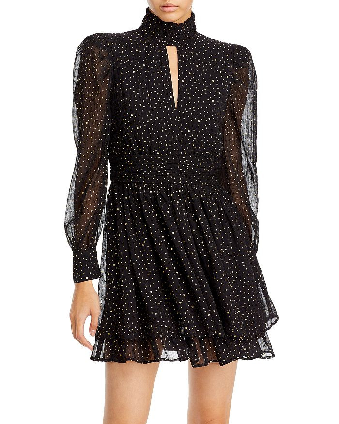 Star Print Mock Neck Balloon Sleeve Dress - 100% Exclusive | Bloomingdale's (US)