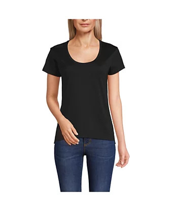 Lands' End Women's Supima Cotton Tall Short Sleeve Scoop Neck Tee - Macy's | Macy's