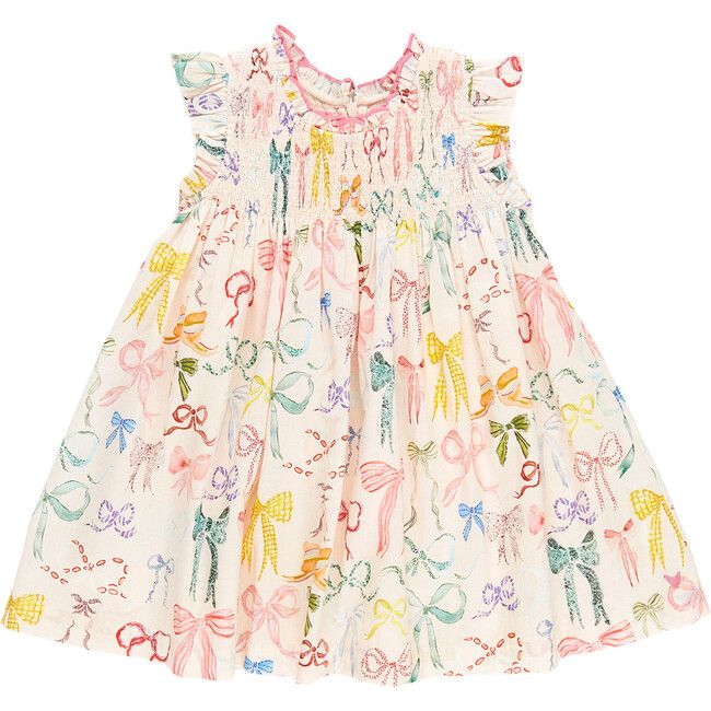 Girls Stevie Dress, Watercolor Bows | Maisonette