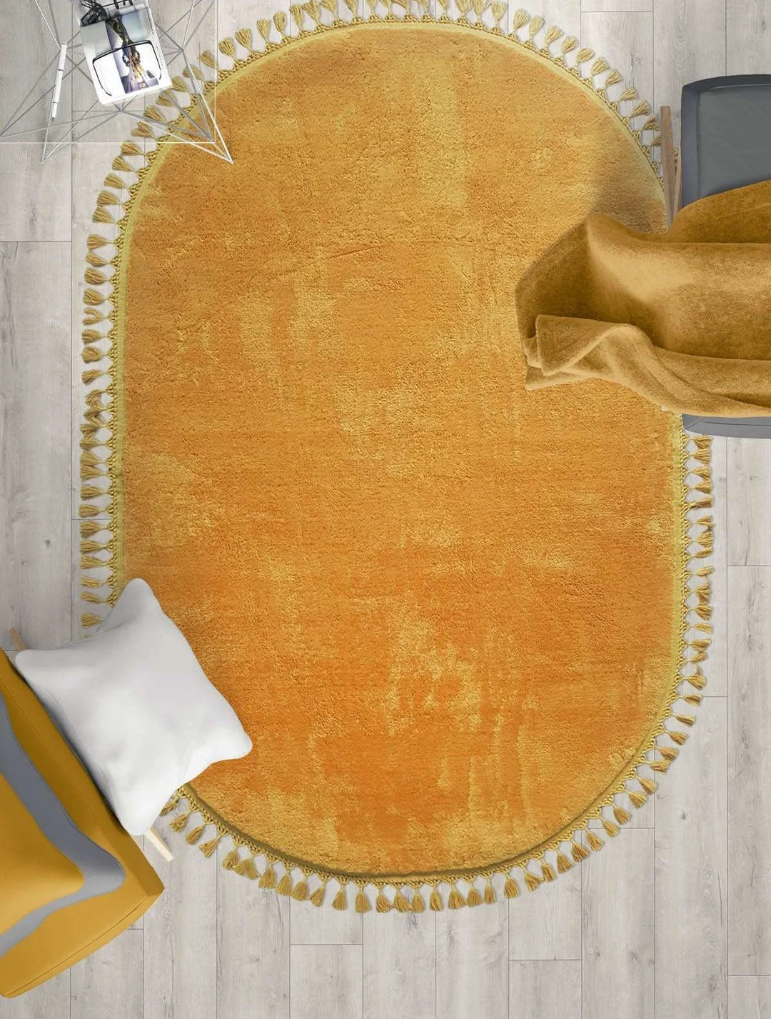 Puffy Rug Modern Rug Handmade Look Rug Yellow Rug Home - Etsy | Etsy (US)