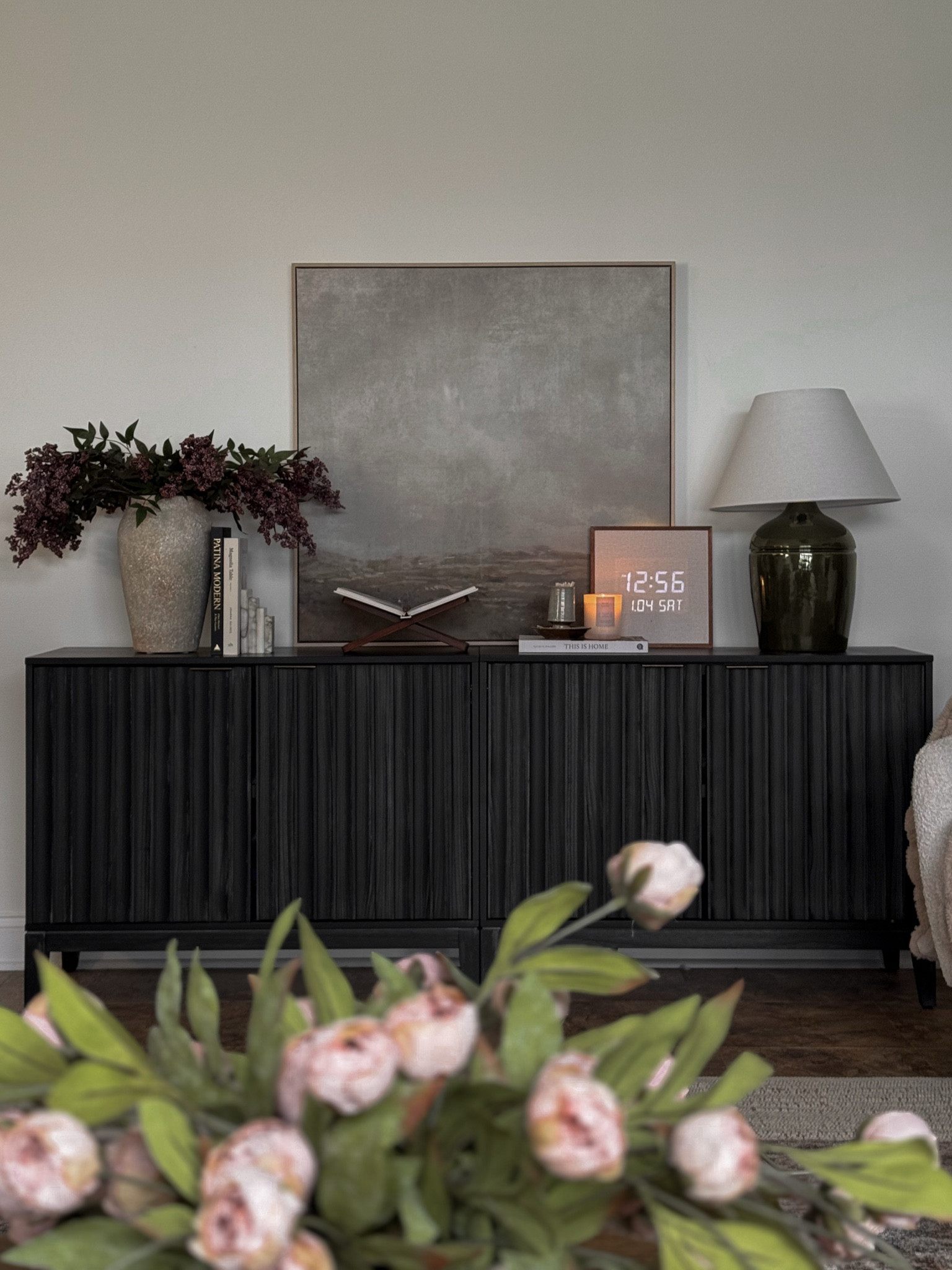 Sideboard decor, spring decor, console table decor, sideboard styling, cabinet decor, table lamp, canvas wall art, open book display, Amazon home decor

#LTKHome