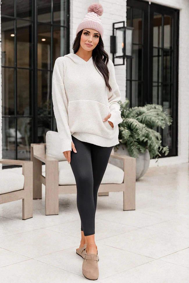 Just Believe In Me Cream Chenille Oversized Hoodie | Pink Lily